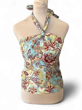 LOFT Floral Halter Camisole in Yellow, Aqua & Red